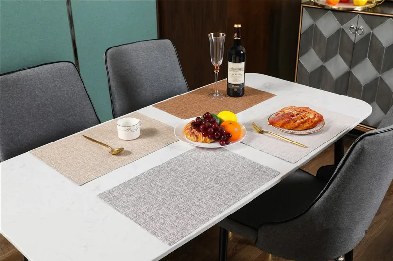 6pcs/lot Cloud PU Placemat Thick Waterproof Slip Resistant Insulation Pad Placemat Set Home Kitchen Restaurant Mat OK 1082A