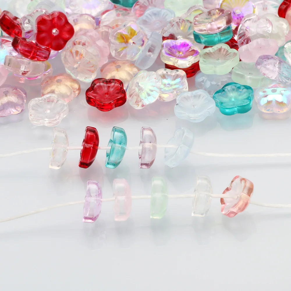 10mm Transparent Light Pink Flower Czech Crystal Beads Spacer Glass Beads For Jewelry Making Necklace Bracelet DIY Accessories