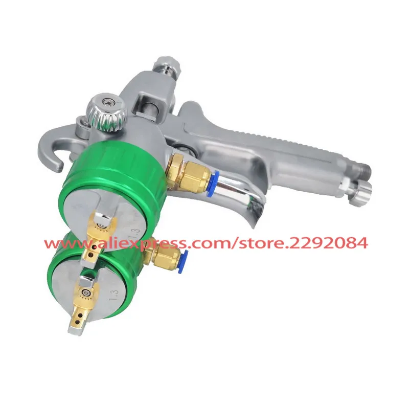 High Pressure Nano Chrome Paint Spray Gun HVLP 1.3mm Double Nozzle Air Paint Gun silver mirror plating pneumatic sprayer