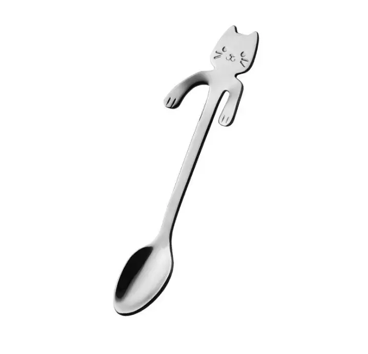 

1000Pcs Stainless Steel Coffee & Tea Spoon Mini Cat Long Handle Creative Spoon Drinking Tools Kitchen Flatware Tableware SN2945