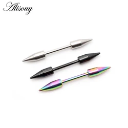 Alisouy 2pcs Stainless Steel Tip Spike Cone Sexy Women Nipple Ring Shield Barbell Ear Stud Earrings Tragus Piercing Body Jewelry