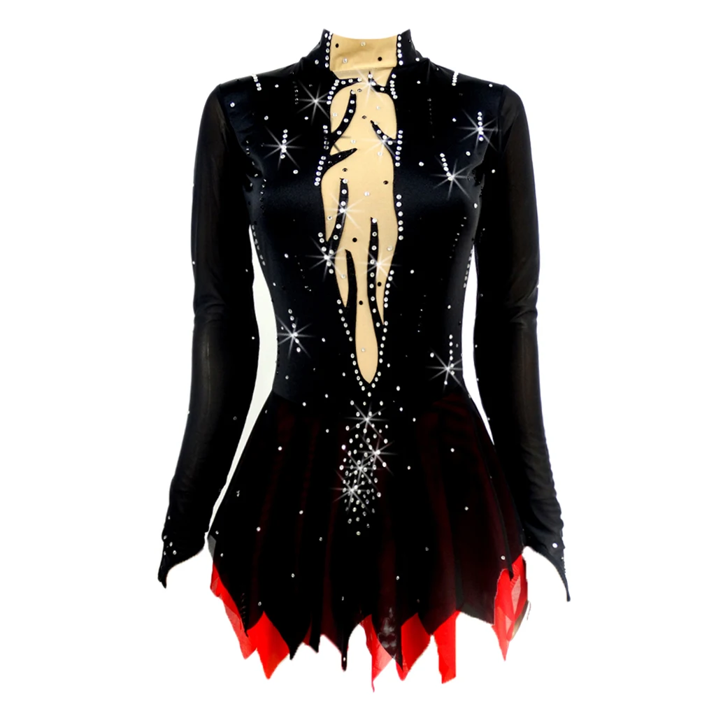 Girl Figure Skating Sequin Dress Leotard Gymnastics Front Hollow Back Figure Skating Dress Dance