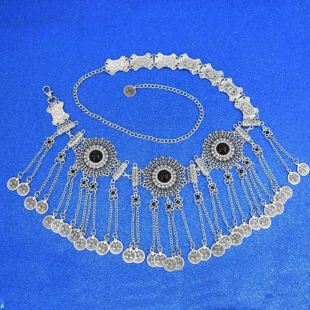 Vintage Boho Ethnic Long Coin Tassel Waist Chain Turkey Afghan Dress Sexy Beach Belly Belt Gypsy Tribal Indian Body Jewelry