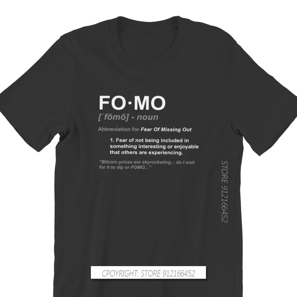 FOMO TShirts Bitcoin Cryptocurrency Miners Meme Male Graphic Fabric Streetwear T Shirt O Neck Big Size