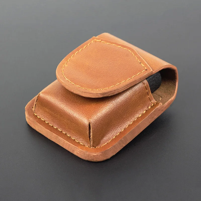 Genuine Brown Leather Lighter Case Storage Cover Oil Lighter Holster cover Pack Belt Clip Hunting Camping Waist Holster