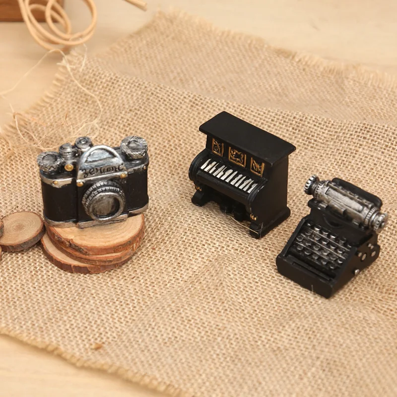 Retro Photography Props Resin Decorations Baby Shoot Accessories Mini Phonograph Piano Camera Newborn Photo Background Ornament