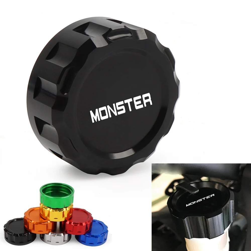 For Ducati MONSTER 400 620 695 696 796 821 1100 1200 CNC Rear Brake Fluid Cylinder Master Reservoir Cover Cap M600 M620 M900 ST2