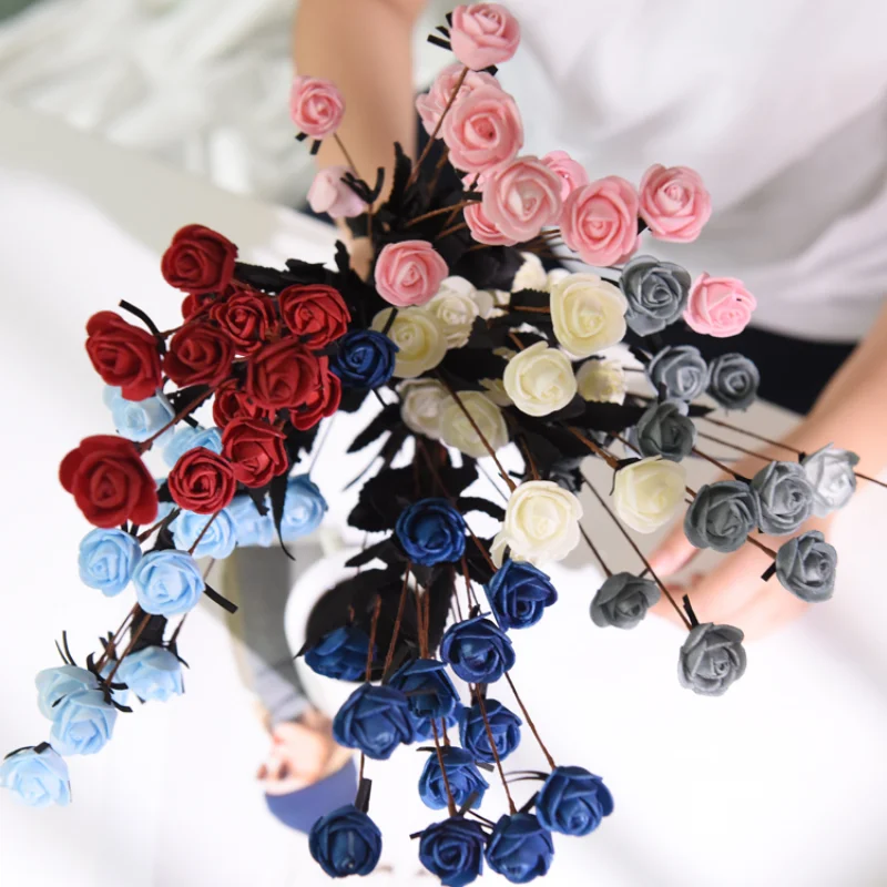 Simulation Bouquet Multi-Color Small Rose Flower Foam Flower Photo Posing Photography Props