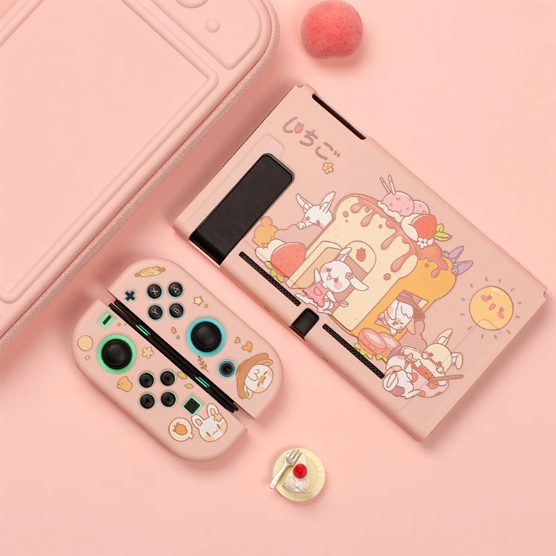 لطيف الأرنب الكرتون نينتندو التبديل واقية قذيفة Joy-con تحكم لينة غطاء من البولي يوريثان الحراري الوردي الحال بالنسبة نينتندو سويتش اكسسوارات
