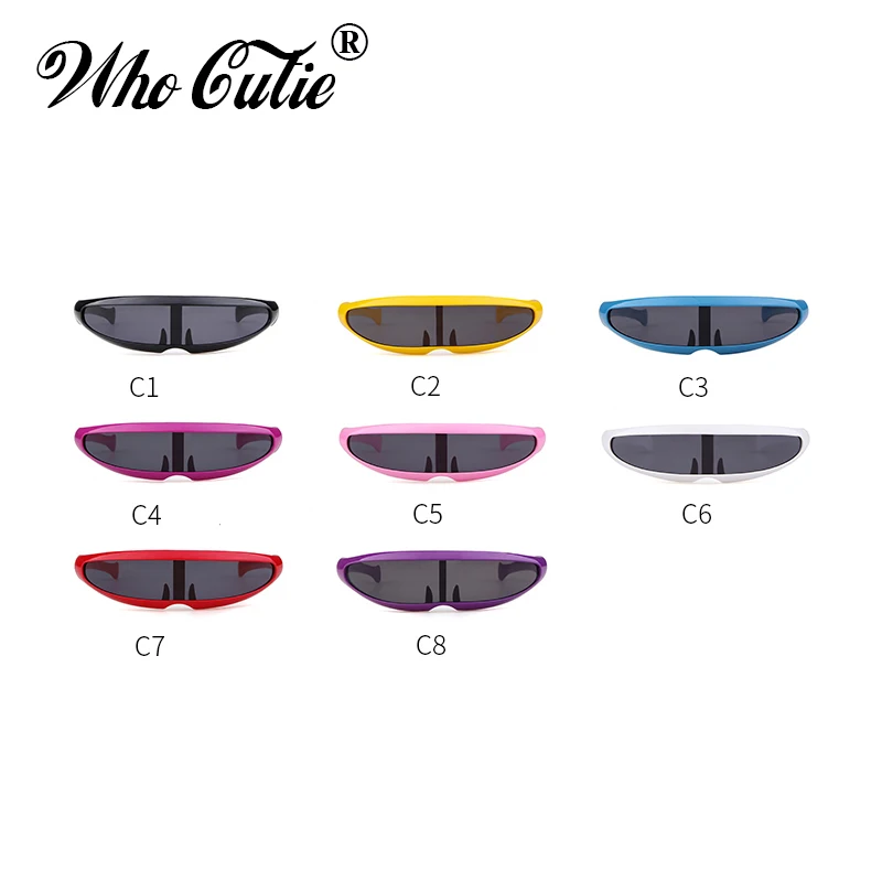 WHO CUTIE 2019 Windproof Visor Sunglasses Men Women One Piece Sunny Flat Top Goggles Oversized Shield Robot Sun Glasses Male 837