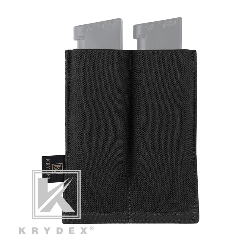 KRYDEX Tactical Double Magazine Pouch High Speed Fast Draw MOLLE PALS Open Top 9mm.45 Mag Pouch Holster For Shooting Hunting BK