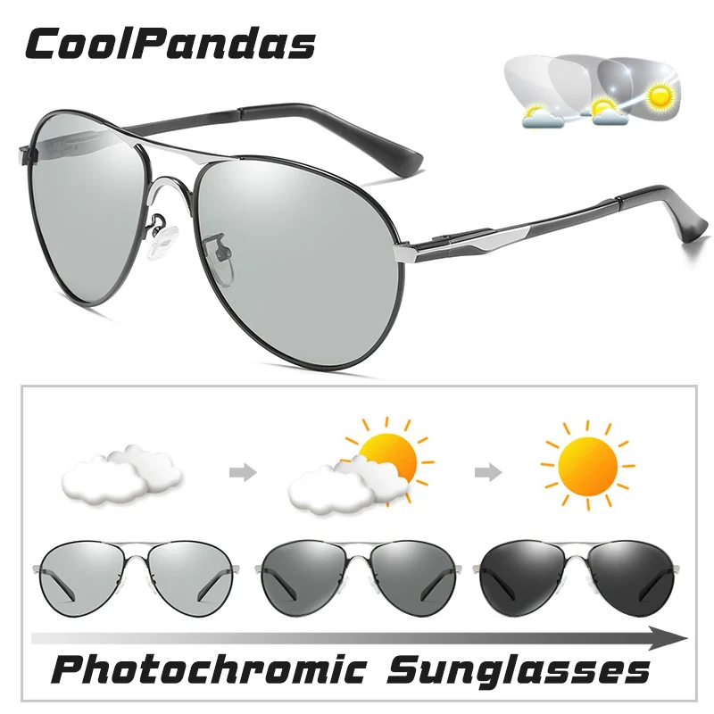 Occhiali da sole polarizzati fotocromatici per l'aviazione Occhiali da sole polarizzati da guida per la visione notturna diurna Occhiali UV400 zonnebril heren