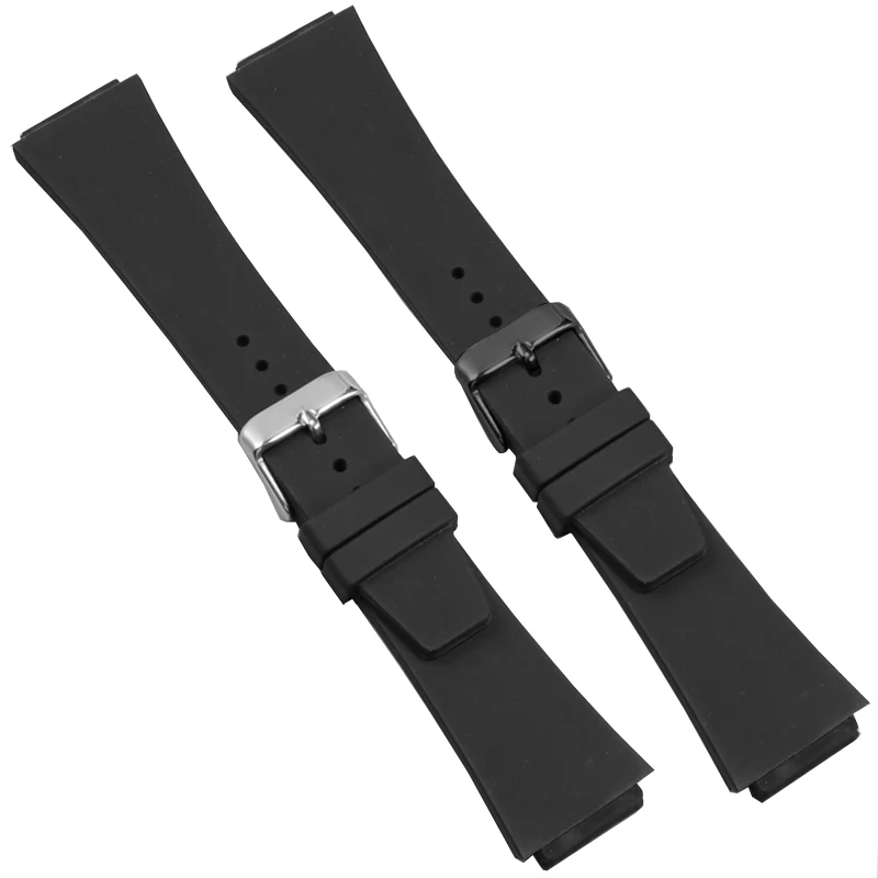 Silicone Strap Substitute Rado TRUE THINLINE Series Black Rubber Waterproof Watch Chain Convex Mouth 24x18 Accessories