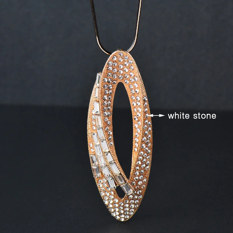 SINLEERY Big Hollow Owl Pendant Necklace Yellow Gold Color Black Crystal Snake Chain Long Neckalce For Women Jewelry