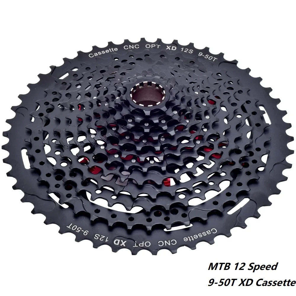 12 Speed MTB 12s 9-50T XD Black Cassette CNC Mountain Bike Bicycle Freewheel 12V k7 Sprocket 556% Gear Range Bicycle Parts