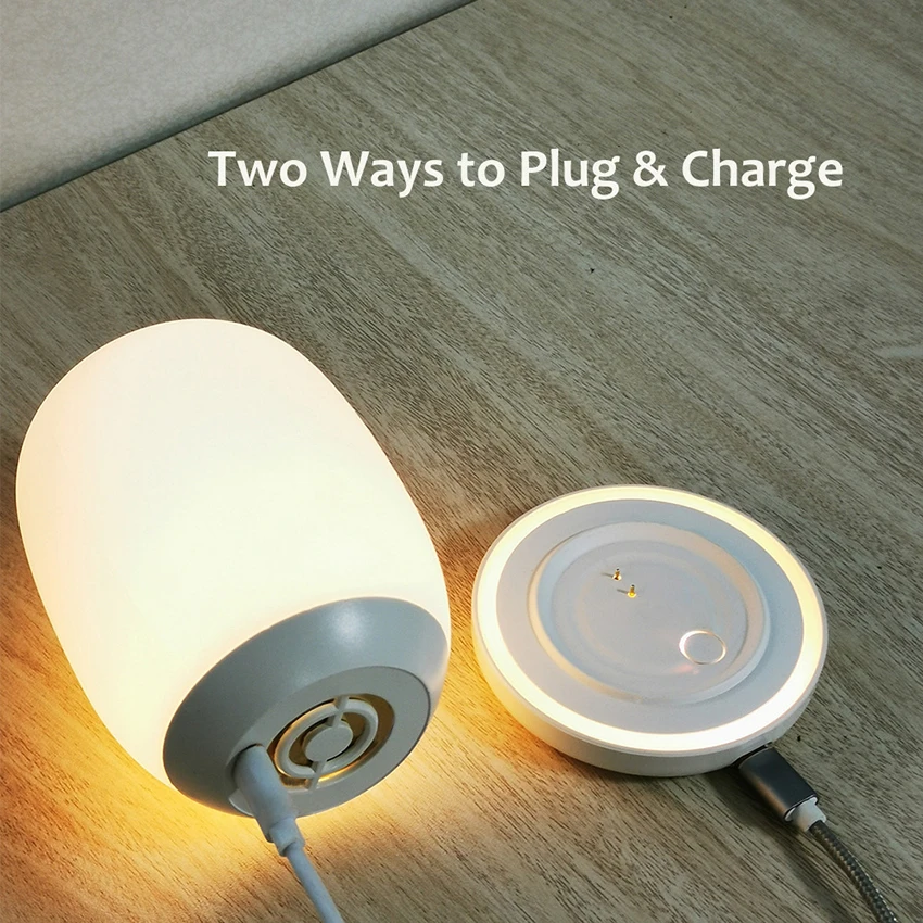 Touch Night Light, RGB cambia colore e lampada LED da comodino portatile dimmerabile, ricaricabile e impostazione Timer luce notturna a LED per bambini