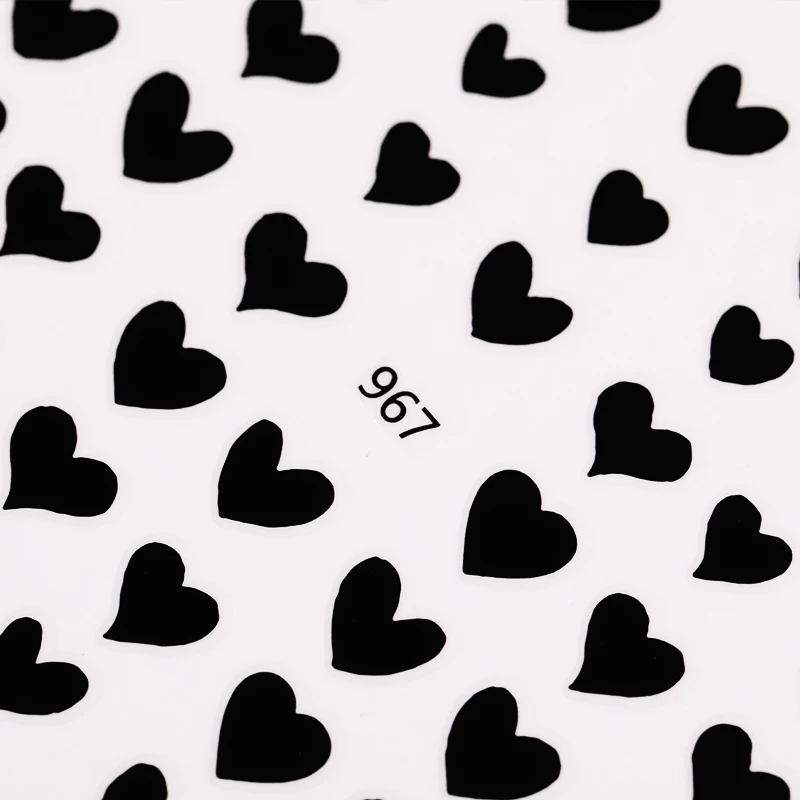 1pcs 3D Nail Sticker Black Heart Love Self-Adhesive Slider Letters Slider Nail Art Decorations Stars Decals Manicure Accessories