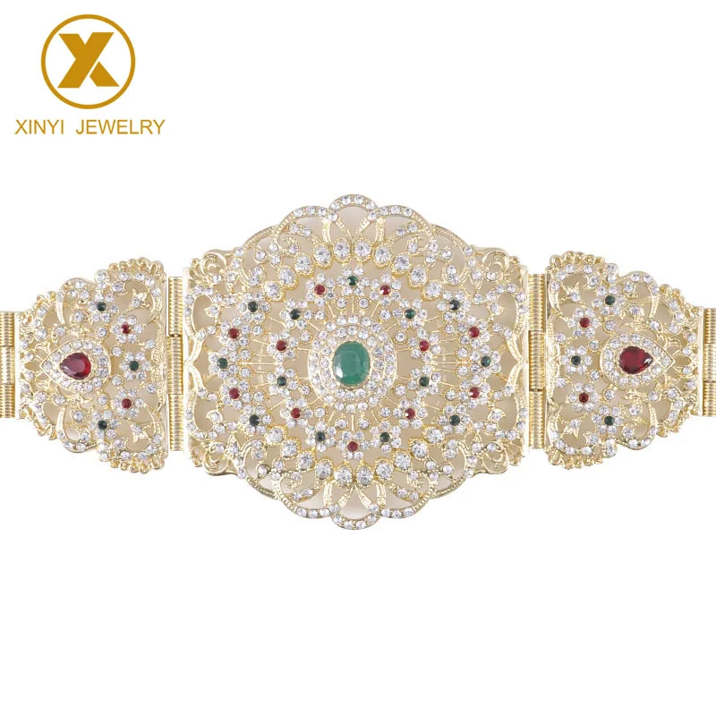 Luxury Bridal Wedding Belt Moroccan Style Adjustable Length Rhinestone Waist Chain Body Jewelry