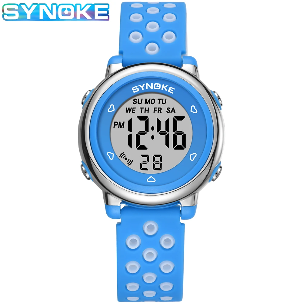 SYNOKE Kids Watch Fashion Waterproof Colorful LED Alarm Clock Multifunction Children Digital Watches for Students Relojes