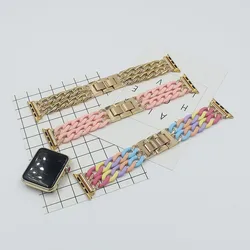 Resin Spliced Metal Strap For smart watch8/7/6/5/4/3/2/1 For apple watch Band 44/ 40/ 42/38mm correa apple watch watchband A97