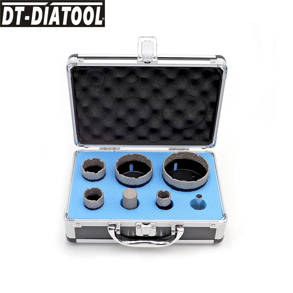 

DT-DIATOOL 1set boxed Vacuum Brazed Diamond Drill Core Bits Sets for Porcelain Tile M14 connection Hole Saw and 1pc finger bits