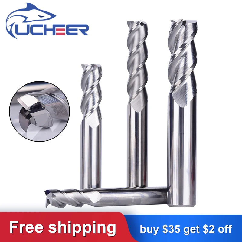 

UCHEER 1 шт. 1-20 мм твердосплавная Концевая фреза для AL CNC Фрезерный резак вольфрамовые фрезы фрезерный станок с ЧПУ