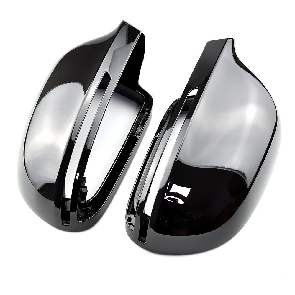 

Bright black full replacement with clips car door side mirrors caps rearview mirror cover for Audi A4 A5 B8 A3 8P A6 C6 Q3