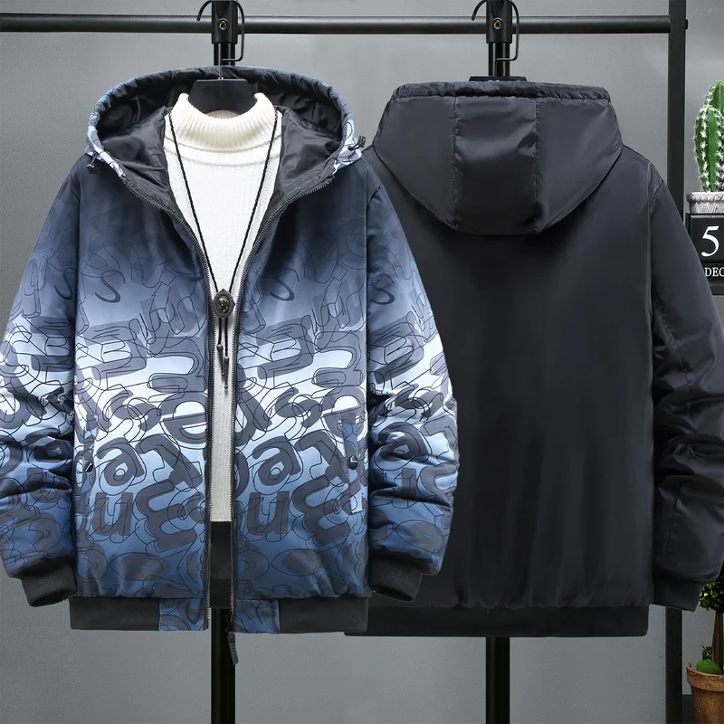 Men\'s Winter Plus Size 10XL 9XL 8XL 7XL Trendy Loose Padded Cotton Jacket men Double-sided gradient cotton coat winter Parkas