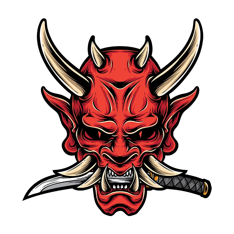 Three Ratels CC45 Hell red devil Personalized Samurai stickers for bike motorcycle auto car Sticker Waterproof laptop Decal