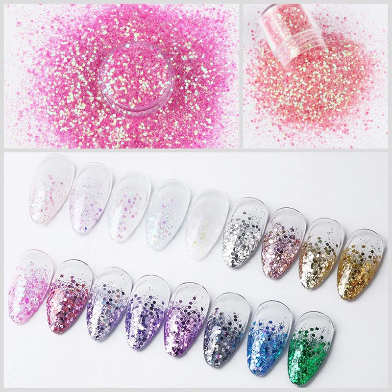 Mini Shining Nail Glitter Sequins Holographic Colorful Peony Pink Mix Series Flakes DIY Nails Glitter Nail Art Accessories10ml