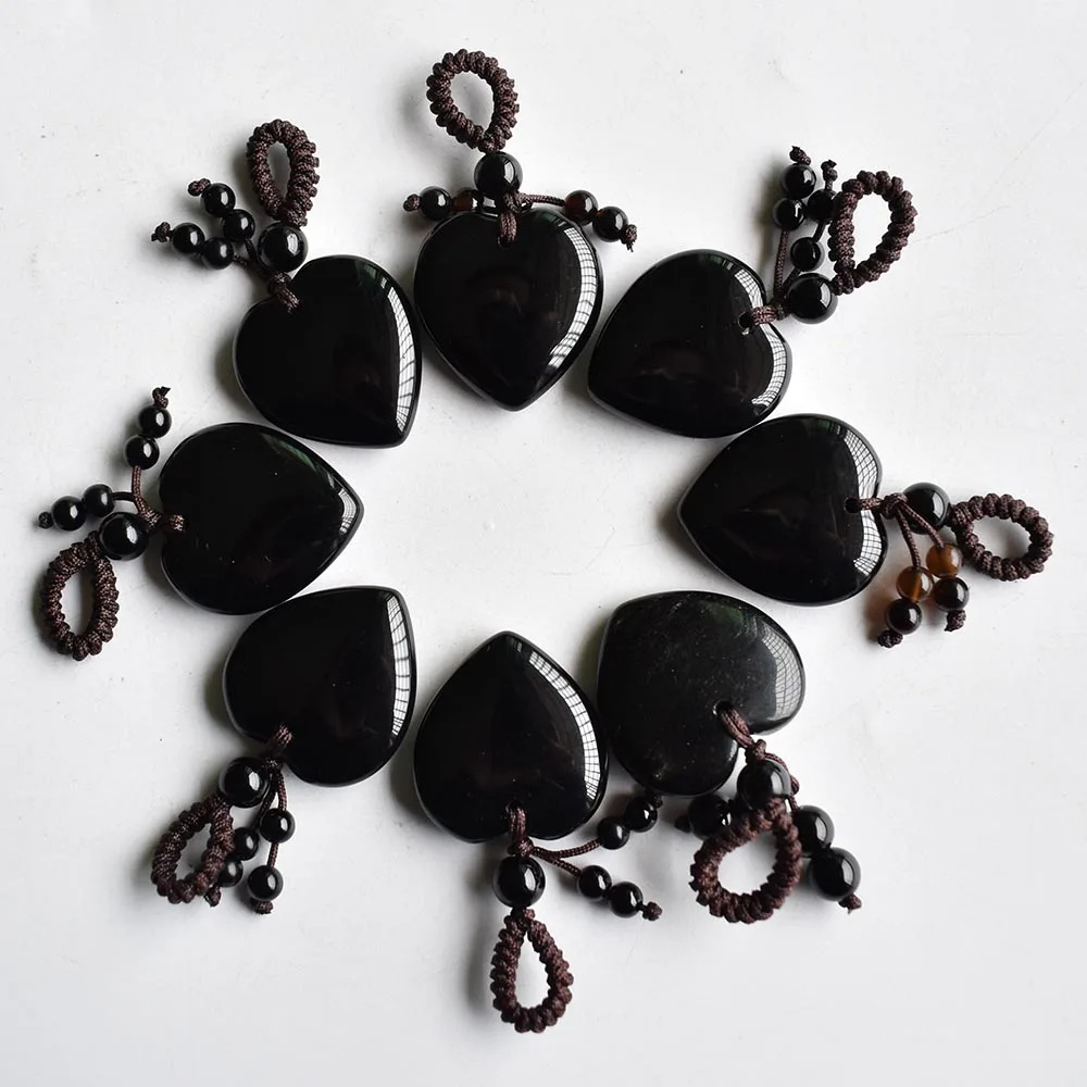 

Wholesale 8pcs/lot new fashion beautiful natural black onyx heart charms pendants 25mm for Handmade jewelry making