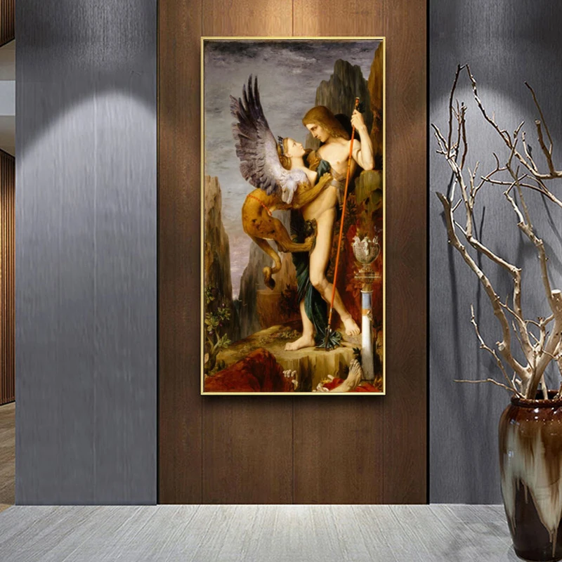 

Oedipus and the Sphinx by Gustav Morrow Oil Painting Prints on Canvas Wall Art Famous Painting Pictures for Living Room Decor