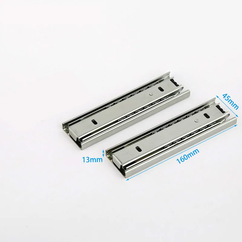 Mute Drawer Runners with Ball Bearing 2pcs/lot Three-section Full Extension Heavy Duty Stainless Steel Slide Rail for Drawer