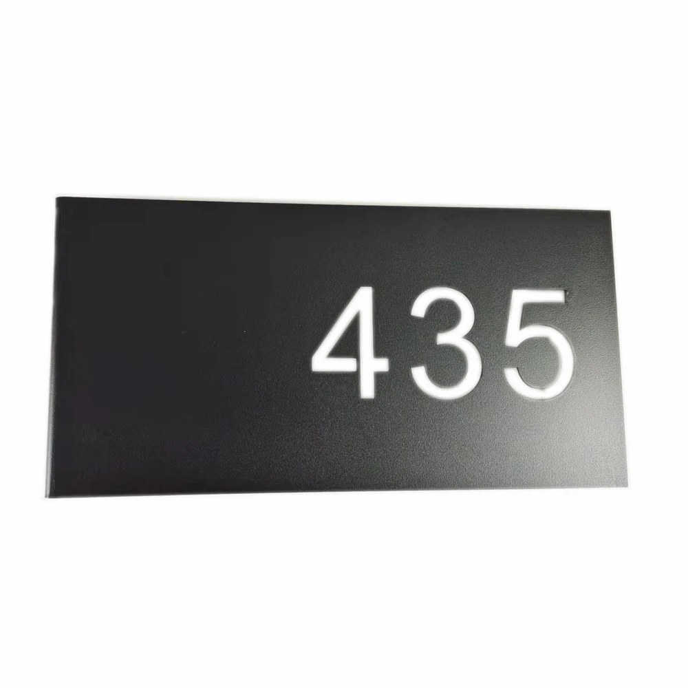 Modern House Number Home Address Sign Plaque Stainless Steel Black Bent Plaques Custom Made Available