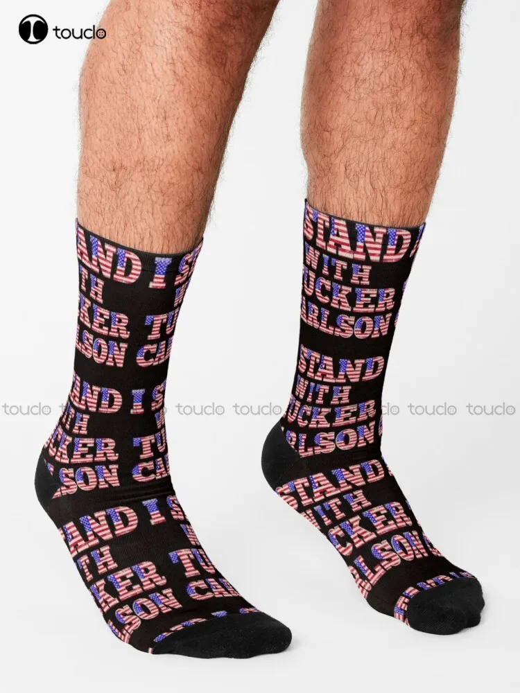 I Stand With Tucker Carlson Socks Socks For Girls Personalized Custom Unisex Adult Teen Youth Socks 360° Digital Printing