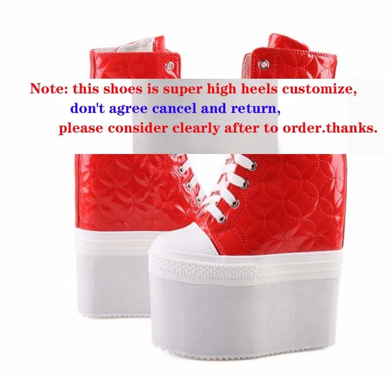 Cyabmoz Custom handmade 18cm Women Hidden Height increasing High heels Shoes Plaid Platform Sneakers Casual  Woman Shoes Pumps