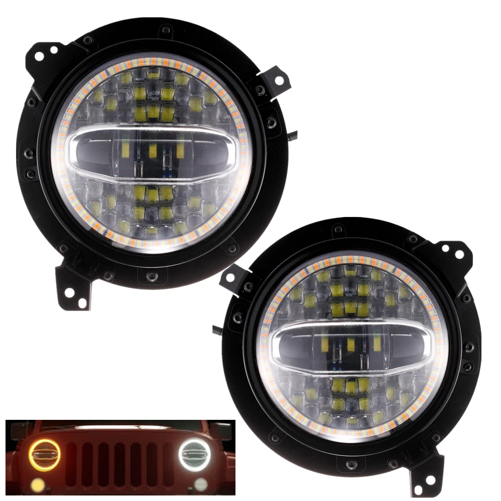 For Jeep JL Accessories Led Headlight 9Inch Hi Low Beam 108W White Amber DRL Halo Headlamp Refit For Jeep Wrangler JL 2018 2019