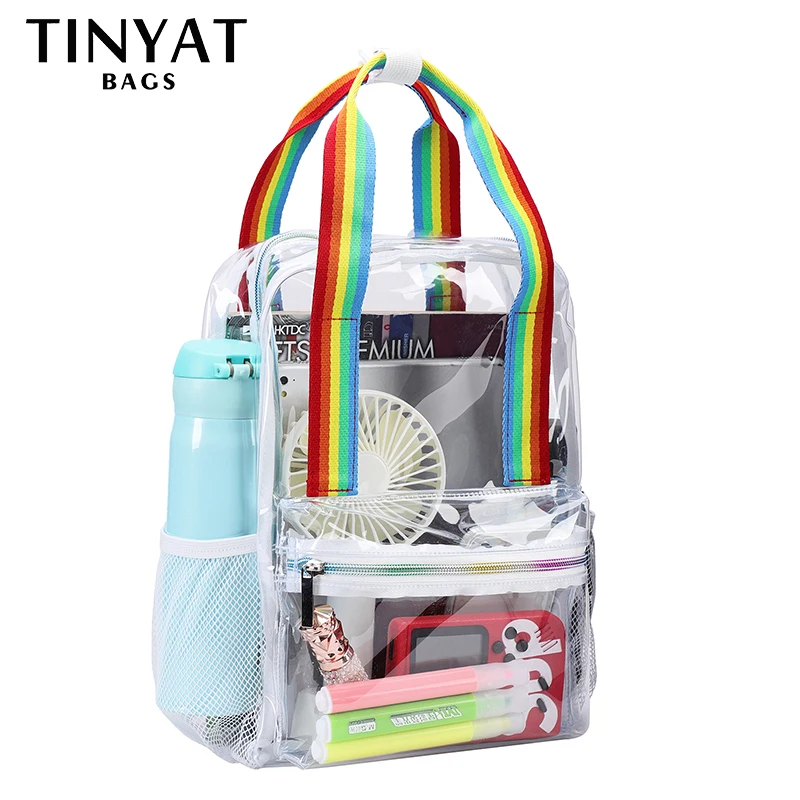 

TINTAT Fashion Clear PVC Women Backpack New Trend Transparent Solid Backpack Travel School Backpack Bag for Girls Child Mochila