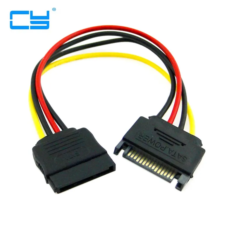 SATA 15pin ชายหญิง SATA Hard Disk Power Extension Extender Cabo สำหรับ PC HDD SSD สายไฟ