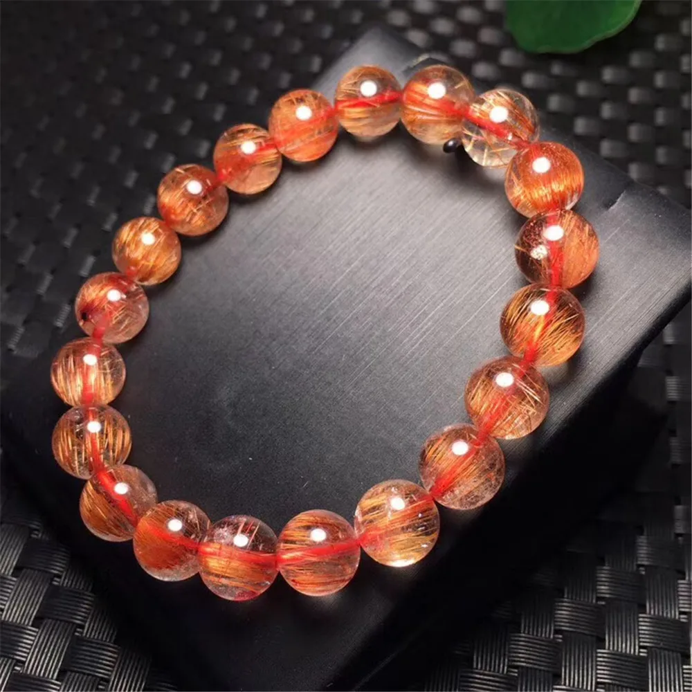 

10mm Top Natural Copper Rutilated Bracelet For Woman Lady Man Cat Eye Round Beads Lucky Stretch Wealthy Gemstone Jewelry AAAAA