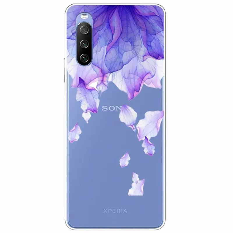 For Sony Xperia 10 III Case Clear Soft TPU Back Cover for Sony Xperia 10III Flower Cases Girl Silicone Transparent SO-52B SOG04