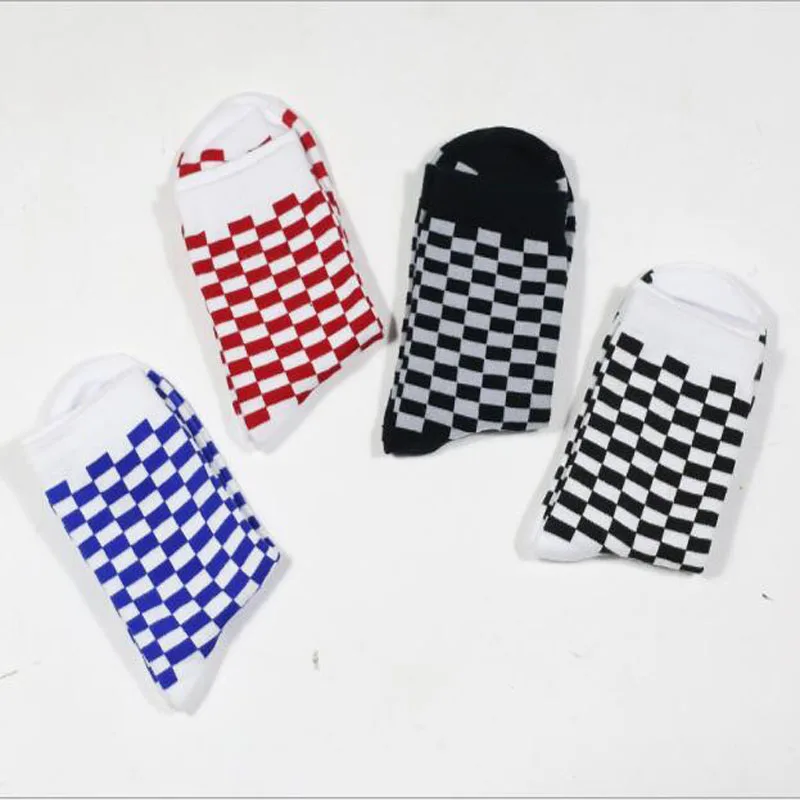 WJFXSOX 1 pairs unisex socks South Korea ins Harajuku Street checkered socks Hip hop trends Man & Women Skateboard cotton Meias