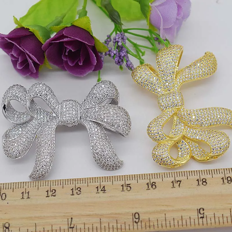 High quality Golden plated Paved CZ Cubic Zirconia Necklace Pendant Clasp Jewelry Connector DIY Fine Jewellery Making
