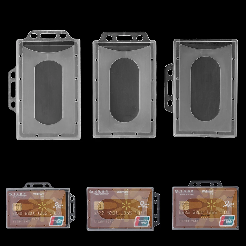 Transparent Protector Cover ID Card Bus Card Sleeve Hard Plastic Badge Work Card Holder office Supply