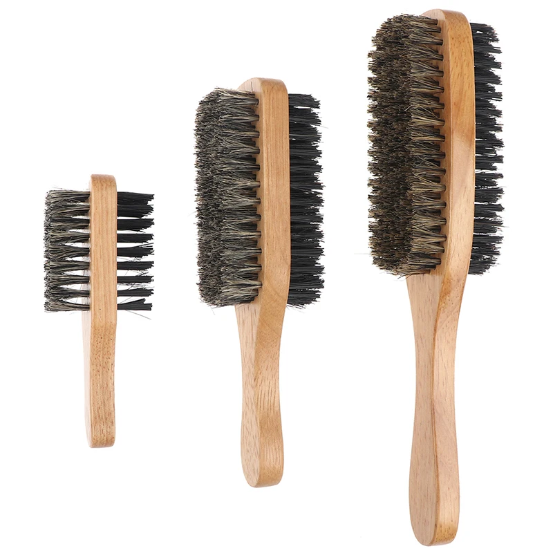 Brosse à cheveux en poils de sanglier pour hommes, brosse à cheveux en bois naturel pour hommes, brosse à barbe coiffante pour cheveux courts et longs, optique, cheveux bouclés et ondulés