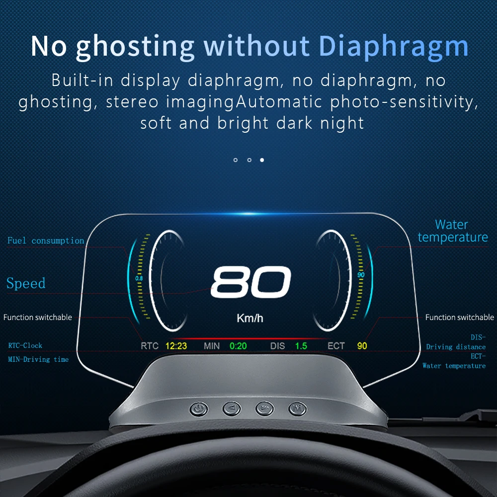 C3 Navigation Mirror  HUD Car Head up Display with OBD2 HD GPS Navigation Bluetooth Windshield Speed Projector Security Alarm