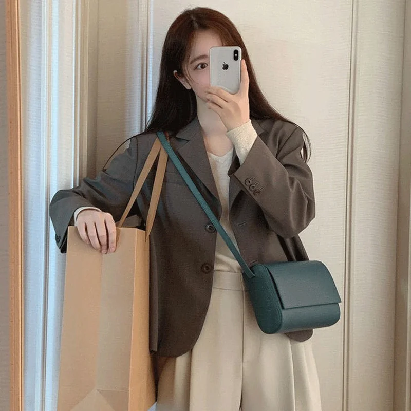 Blazers Women Single Breasted Solid Korean Style Office Ladies Elegant High Quality Soft All-match Boyfriend Unisex Cool Fashion