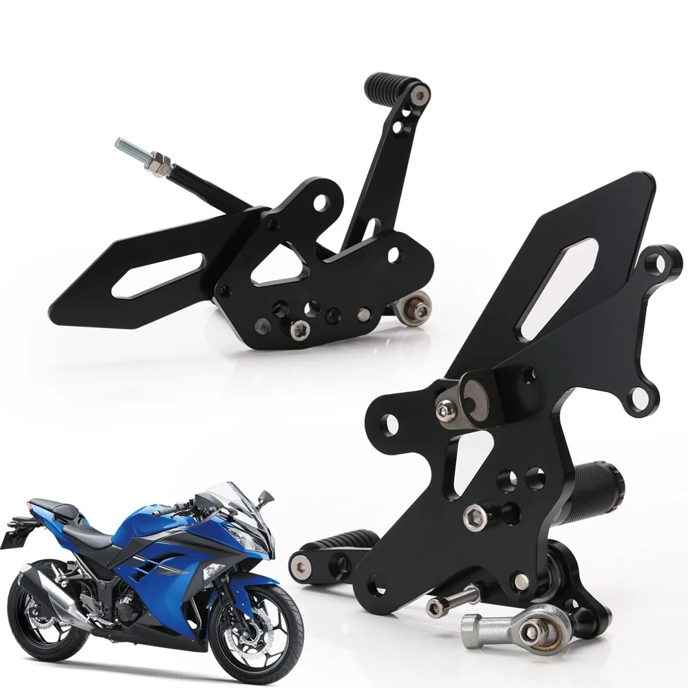 For Kawasaki Ninja 250 300 Z300 2013 2014 2015 2016 Motorcycle Adjustable Right Left Rearset Footrest Foot Rest Pegs black