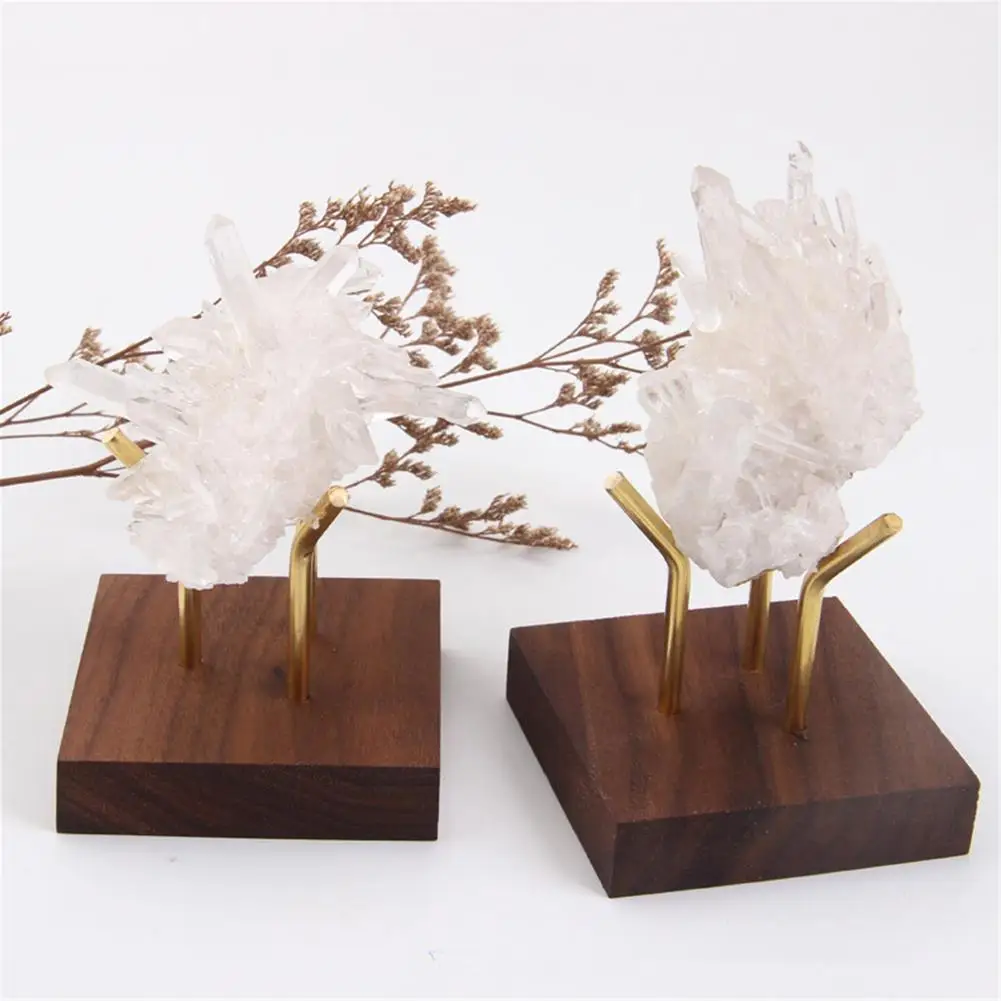 Metal Arm Mineral Stand Display Holder Rack Wood Support Base For Crystal Minerals Ores Agate Rocks For Home Office Show Room