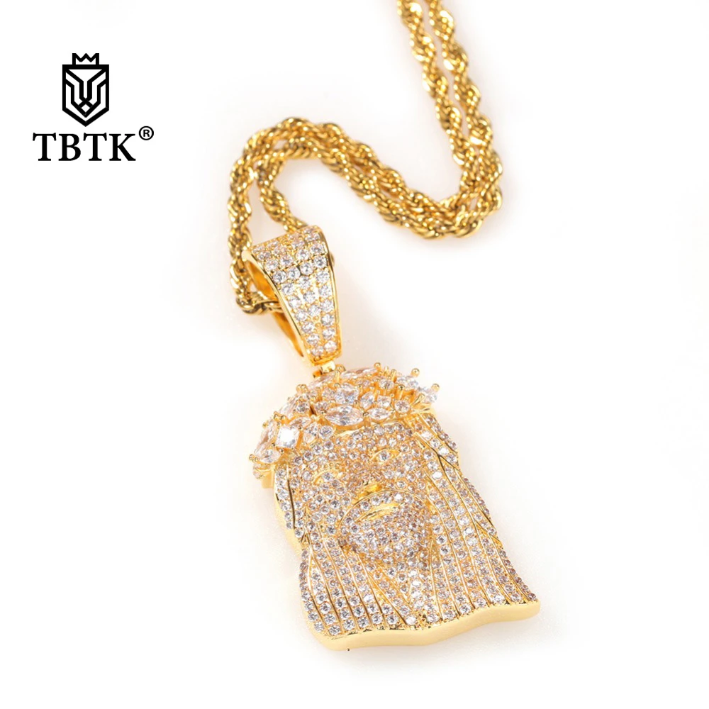 

TBTK New Style Jesus Pendant Full Iced Out Cubic Zirconia Charm Necklace Hiphop Jewelry For Gift